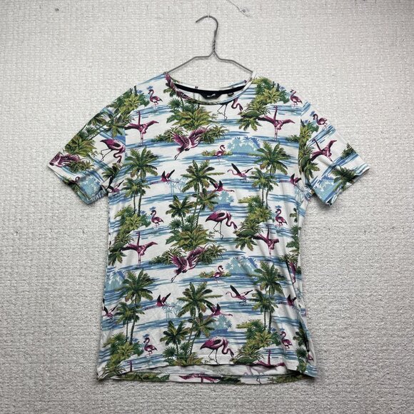 Only & Sons T-Shirt Mens M Tropical Flamingo Palm tree Hippie Summer Festival - Picture 1 of 14
